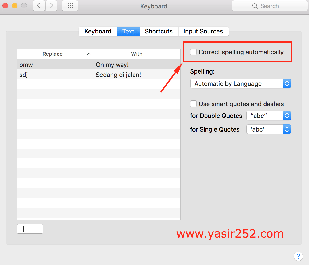 cara-menonaktifkan-auto-spelling-correction-di-macosx-yasir252