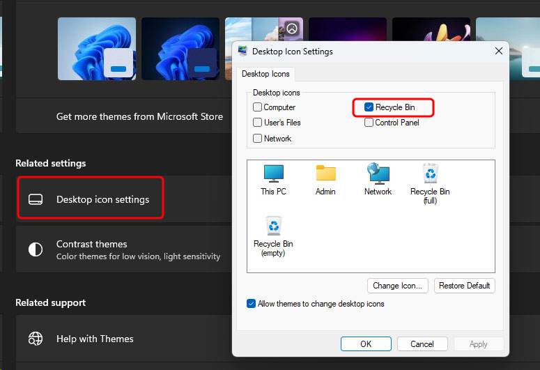 Pengaturan Icon Recycle Bin Windows 11