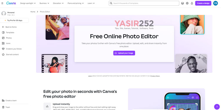 Canva Photo Editor Web Online Gratis