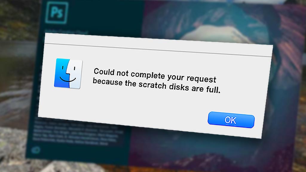 Could not initialize Photoshop because the Scratch Disks are Full.