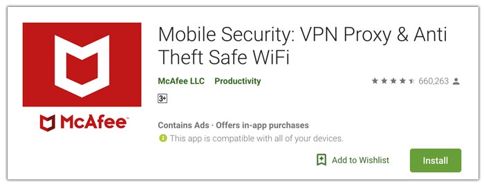 McAfee aplikasi antivirus terbaik android