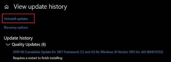 Cara Uninstall Updates Windows 10
