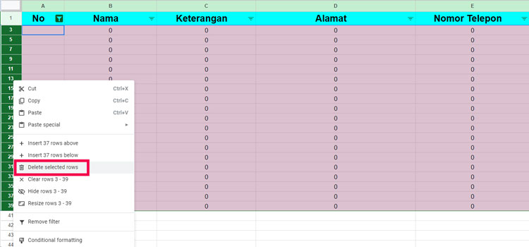 Tutorial Hapus Baris Ganjil Google Sheets